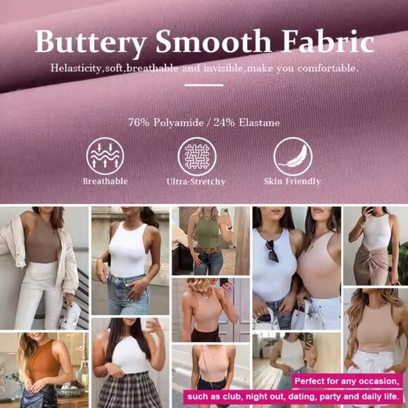 Seamless Purple One Pieces Polyester Bodysuit Sleeveless Compression Body Shaper - Picture 6 of 6